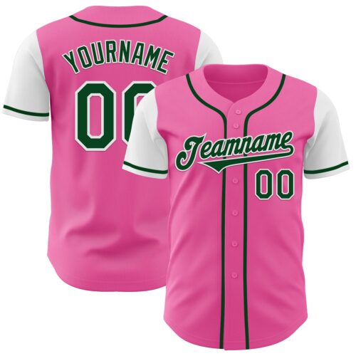 TwoTone1031 Custom Pink Green-White Authentic Two Tone Baseball Jersey
