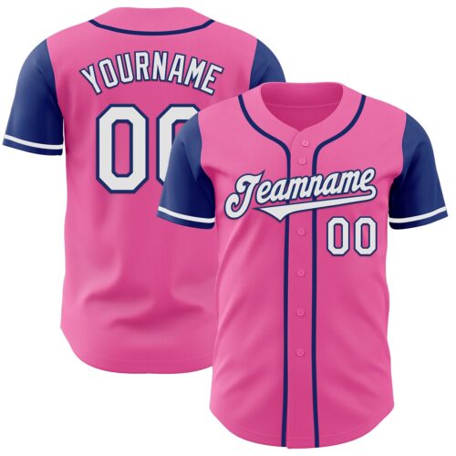 TwoTone1035 Custom Pink White-Royal Authentic Two Tone Baseball Jersey