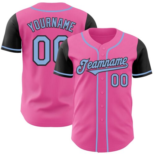 TwoTone1037 Custom Pink Light Blue-Black Authentic Two Tone Baseball Jersey