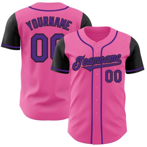TwoTone1038 Custom Pink Purple-Black Authentic Two Tone Baseball Jersey