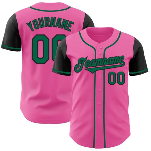 TwoTone1039 Custom Pink Kelly Green-Black Authentic Two Tone Baseball Jersey