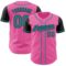 Custom Pink Teal-Black Authentic Two Tone Baseball Jersey