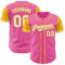 Custom Pink White-Gold Authentic Two Tone Baseball Jersey