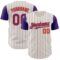 Custom Cream Purple Pinstripe Orange Authentic Two Tone Baseball Jersey