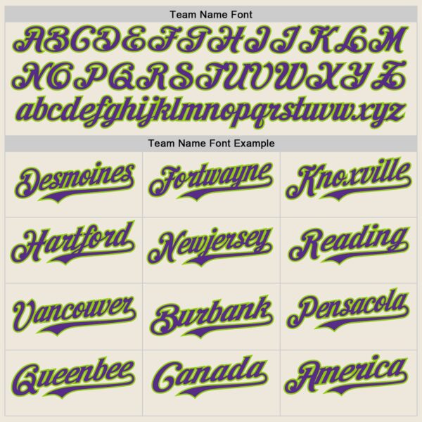 Custom Cream Purple Pinstripe Neon Green Authentic Two Tone Baseball Jersey