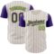 Custom Cream Purple Pinstripe Neon Green Authentic Two Tone Baseball Jersey