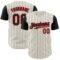 Custom Cream Black Pinstripe Red Authentic Two Tone Baseball Jersey