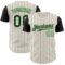Custom Cream Black Pinstripe Pea Green Authentic Two Tone Baseball Jersey