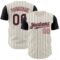 Custom Cream Black Pinstripe Medium Pink Authentic Two Tone Baseball Jersey