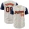 Custom Cream Navy Pinstripe Orange Authentic Two Tone Baseball Jersey
