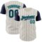 Custom Cream Navy Pinstripe Teal Authentic Two Tone Baseball Jersey