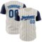 Custom Cream Navy Pinstripe Electric Blue Authentic Two Tone Baseball Jersey