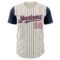 Custom Cream Navy Pinstripe Medium Pink Authentic Two Tone Baseball Jersey
