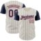 Custom Cream Navy Pinstripe Medium Pink Authentic Two Tone Baseball Jersey