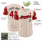Custom Cream Red Pinstripe Black Authentic Two Tone Baseball Jersey