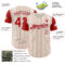 Custom Cream Red Pinstripe Gray Authentic Two Tone Baseball Jersey