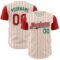 Custom Cream Red Pinstripe White-Kelly Green Authentic Two Tone Baseball Jersey