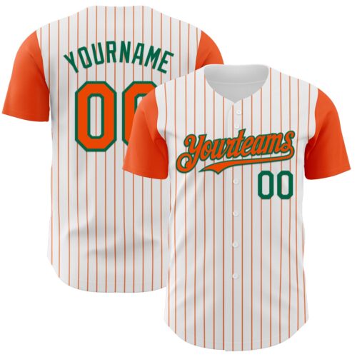 TwoTone1123 Custom White Orange Pinstripe Kelly Green Authentic Two Tone Baseball Jersey
