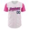 Custom White Pink Pinstripe Navy Authentic Two Tone Baseball Jersey