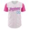 Custom White Pink Pinstripe Light Blue Authentic Two Tone Baseball Jersey