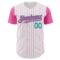 Custom White Pink Pinstripe Teal Authentic Two Tone Baseball Jersey
