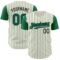 Custom Cream Kelly Green Pinstripe Black Authentic Two Tone Baseball Jersey