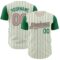 Custom Cream Kelly Green Pinstripe Medium Pink Authentic Two Tone Baseball Jersey