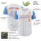 Custom White Light Blue Pinstripe Orange Authentic Two Tone Baseball Jersey