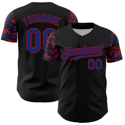 TwoTone1364 Custom Black Royal-Red Digital Camo Two Tone Authentic Baseball Jersey