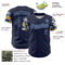 Custom Navy Light Blue Gold-White Digital Camo Two Tone Authentic Baseball Jersey