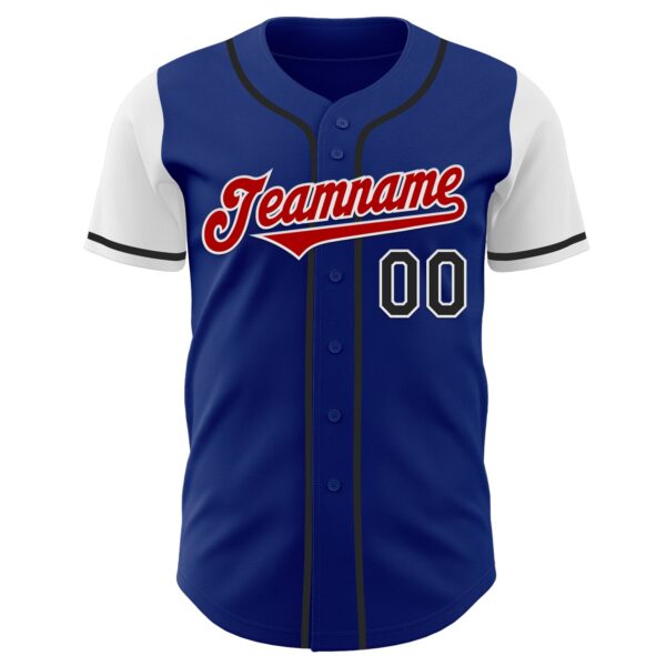 Custom Royal Red Black-White Two Tone Authentic Baseball Jersey
