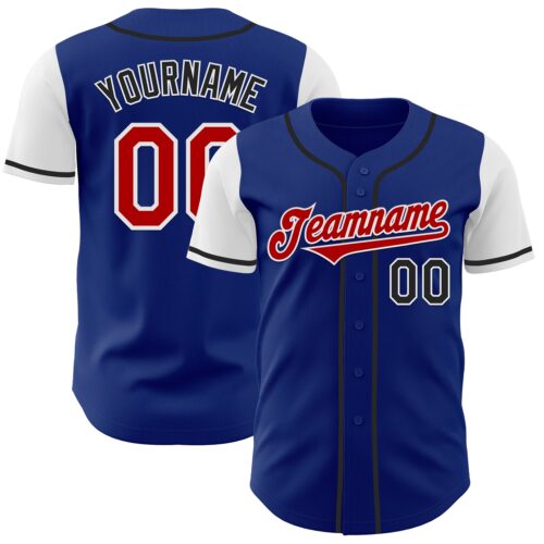 TwoTone1390 Custom Royal Red Black-White Two Tone Authentic Baseball Jersey