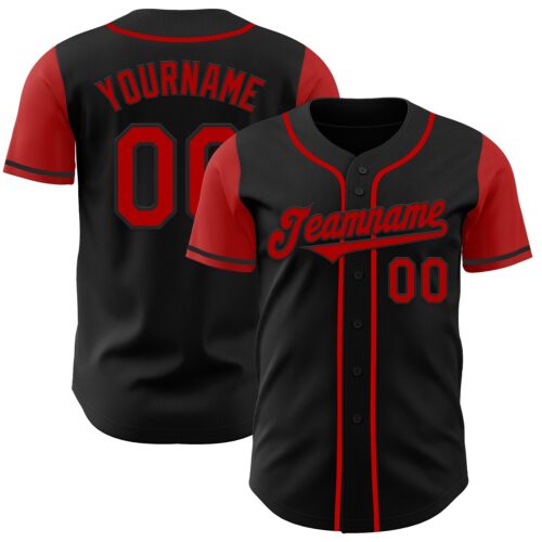 TwoTone1391 Custom Black Red Two Tone Authentic Baseball Jersey