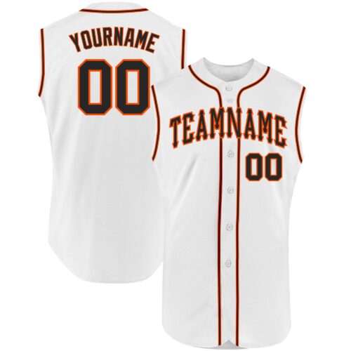 White0926 Custom White Black-Orange Authentic Sleeveless Baseball Jersey