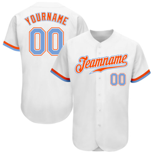 White1035 Custom White Powder Blue-Orange Authentic Baseball Jersey