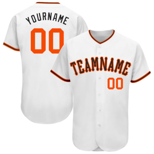 White1036 Custom White Orange-Black Authentic Baseball Jersey