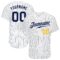 Custom White Navy Pinstripe Navy-Gold Authentic Baseball Jersey