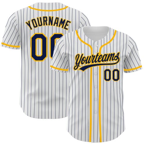 White1198_50a0b88c-88ac-44e5-a506-7e7eca9cacfe Custom White Navy Pinstripe Navy-Gold Authentic Baseball Jersey