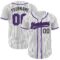 Custom White Black Pinstripe Purple Authentic Baseball Jersey