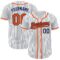 Custom White Navy Pinstripe Orange Authentic Baseball Jersey