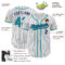 Custom White Navy Pinstripe Teal Authentic Baseball Jersey