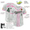 Custom White Green Pinstripe Green-Pink Authentic Baseball Jersey