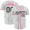 Custom White Green Pinstripe Green-Pink Authentic Baseball Jersey