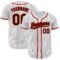 Custom White Brown Pinstripe Brown-Red Authentic Baseball Jersey