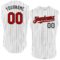 Custom White Black Pinstripe Red Authentic Sleeveless Baseball Jersey