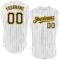 Custom White Black Pinstripe Gold Authentic Sleeveless Baseball Jersey