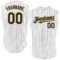 Custom White Black Pinstripe Old Gold Authentic Sleeveless Baseball Jersey