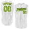 Custom White Black Pinstripe Neon Green Authentic Sleeveless Baseball Jersey