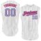 Custom White Black Pinstripe Light Blue-Pink Authentic Sleeveless Baseball Jersey
