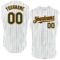 Custom White Green Pinstripe Orange Authentic Sleeveless Baseball Jersey